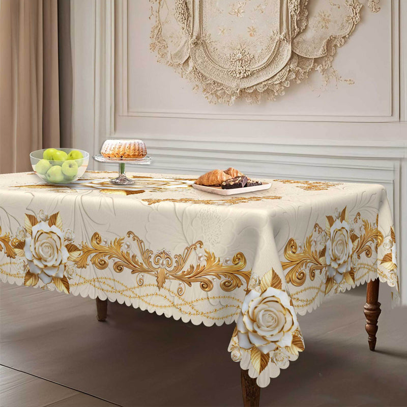 Waterproof Gold Rose Tablecloth