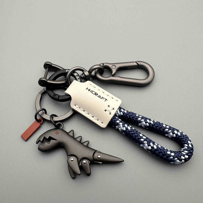 Aluminum Alloy Dinosaur Charm Paired with a Hand-woven Bracelet