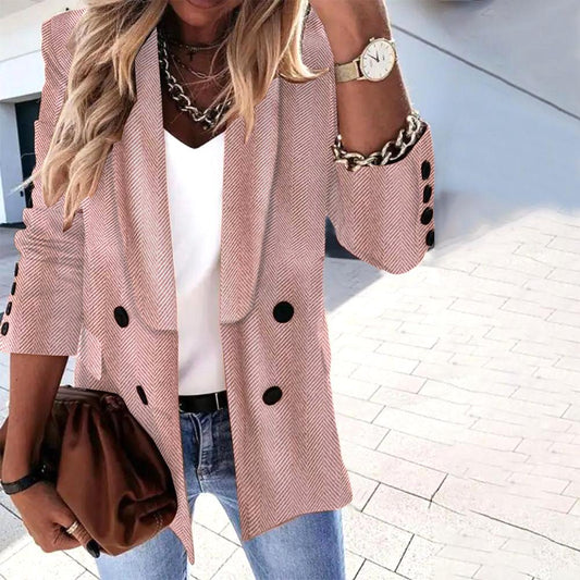 Popular Plain Lapel Long Sleeve Blazer Jacket