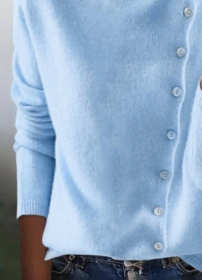 Blue Long Sleeve Plain Sweater