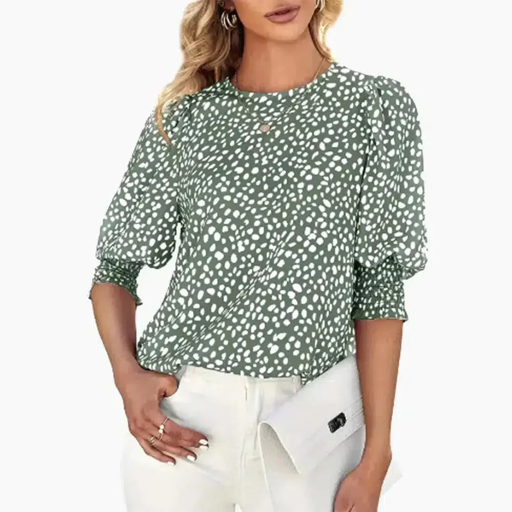 Pink Print Round Neck Top