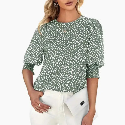 Pink Print Round Neck Top