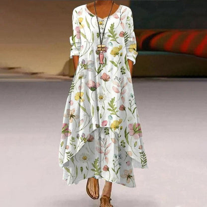 Youthful Print Round Neck Maxi Dress