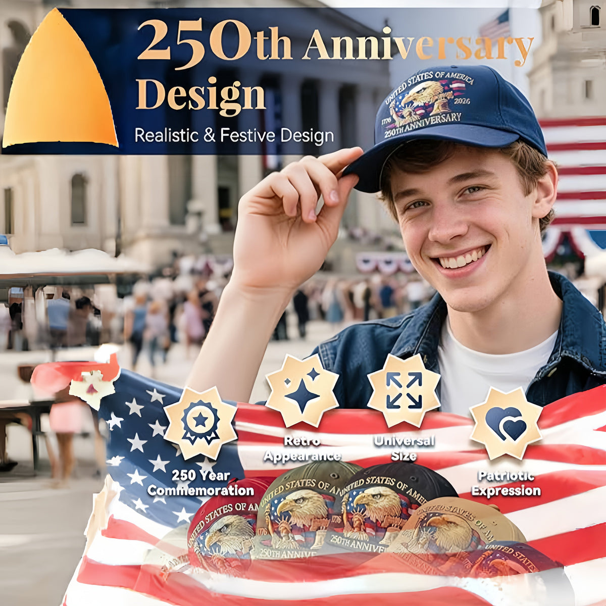 United States 250th Anniversary Eagle Patriotic Baseball Cap