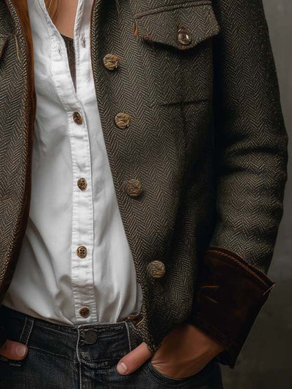 Groovy Collared Long Sleeve Outerwear