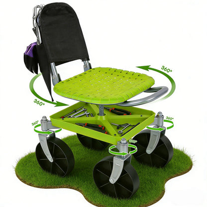 Garden Rolling Cart Seat with 360° Universal Wheels