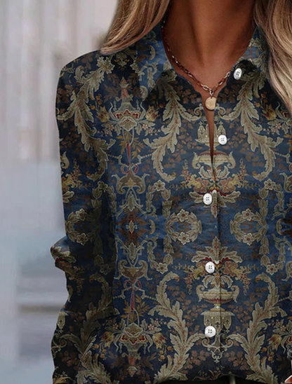 Navy Collared Long Sleeve Shirt